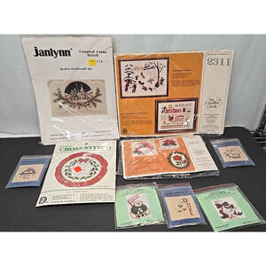Cross Stitch Kits Lot of 9 Vintage Janlynn Creative Circle Mini Motif Christmas